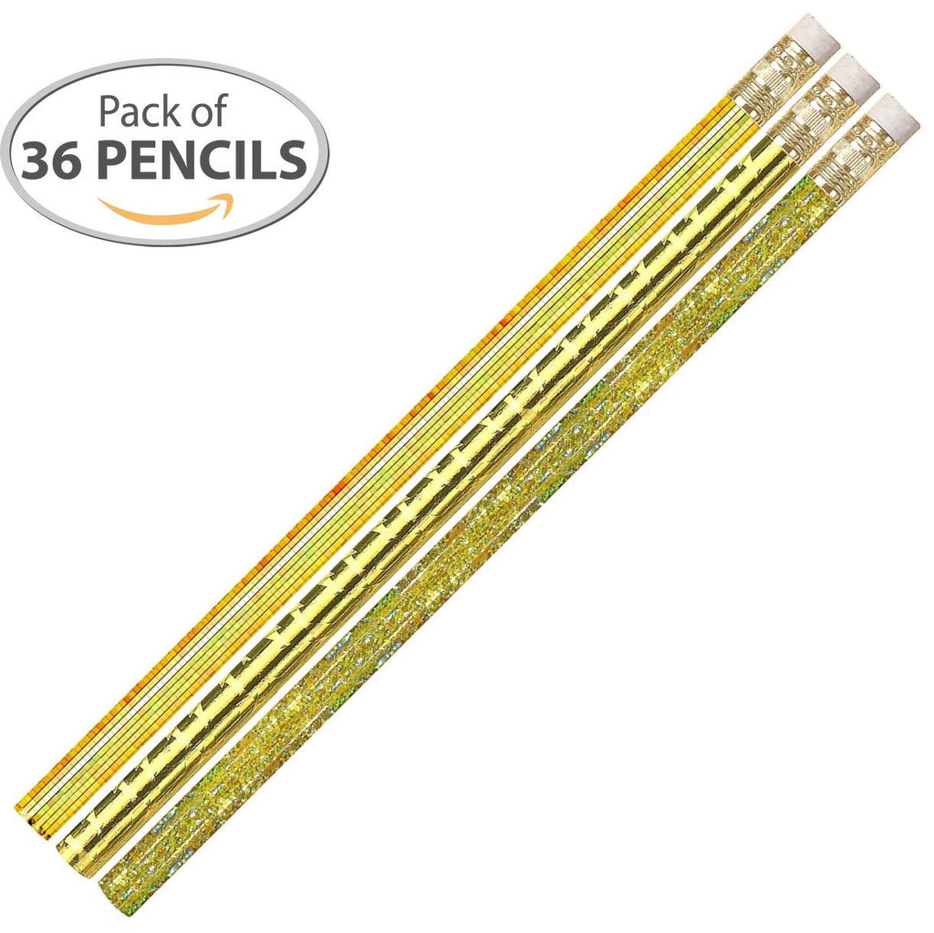 DAGOLD Gold Glitters Pencils - 36 Qty Package - Gold Glitter Pencils - Express Pencils