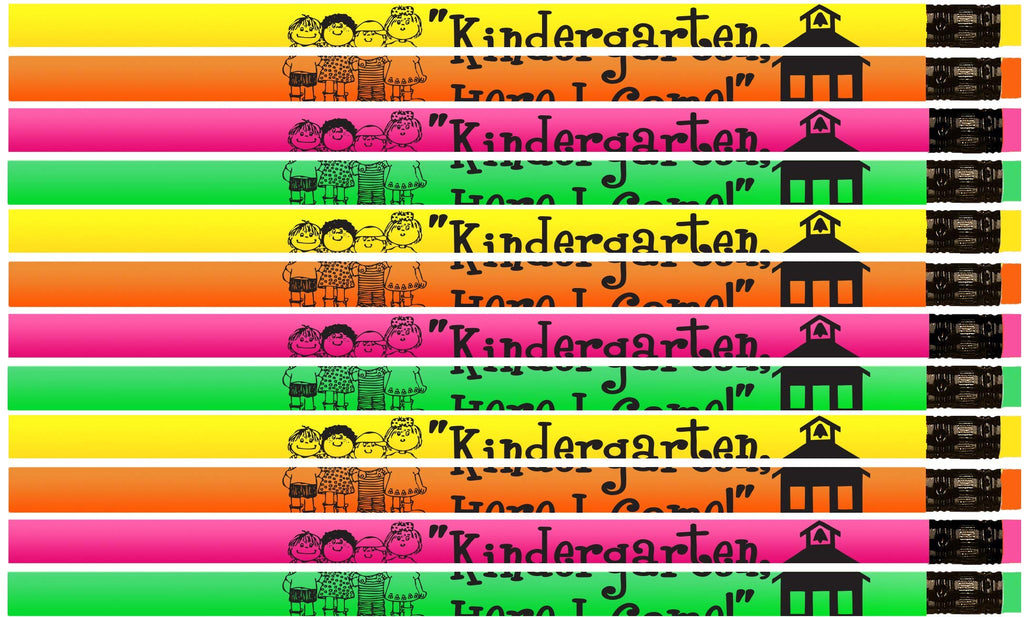 Kindergarten, Here I Come Pencils! Neon Kindergartener Pencils - 36 Qty Package - Express Pencils