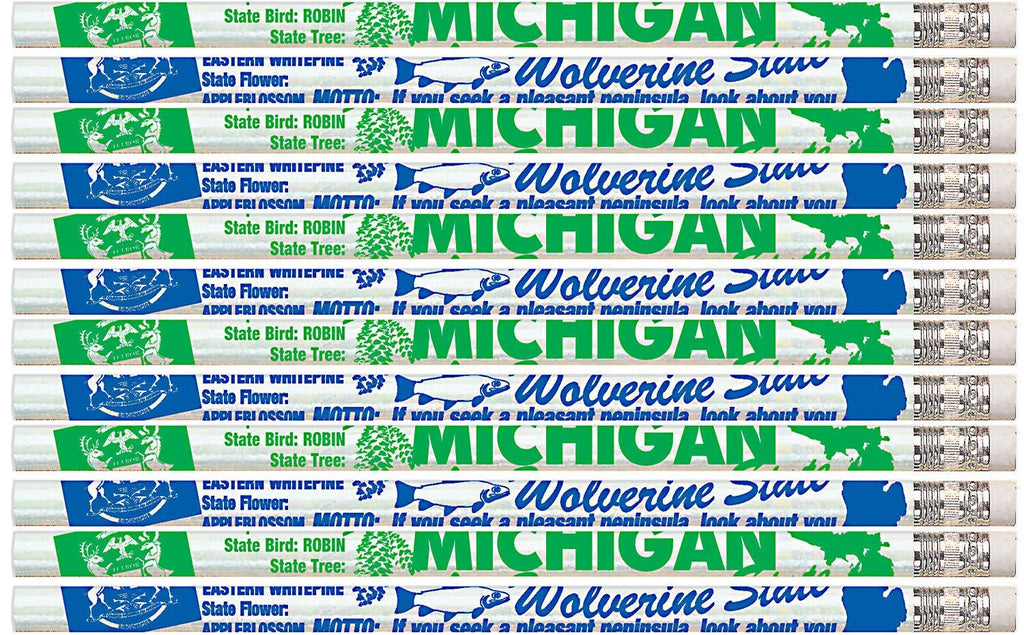 D2384 Michigan - 36 Qty Package - Michigan State Quick Facts Pencils - Express Pencils